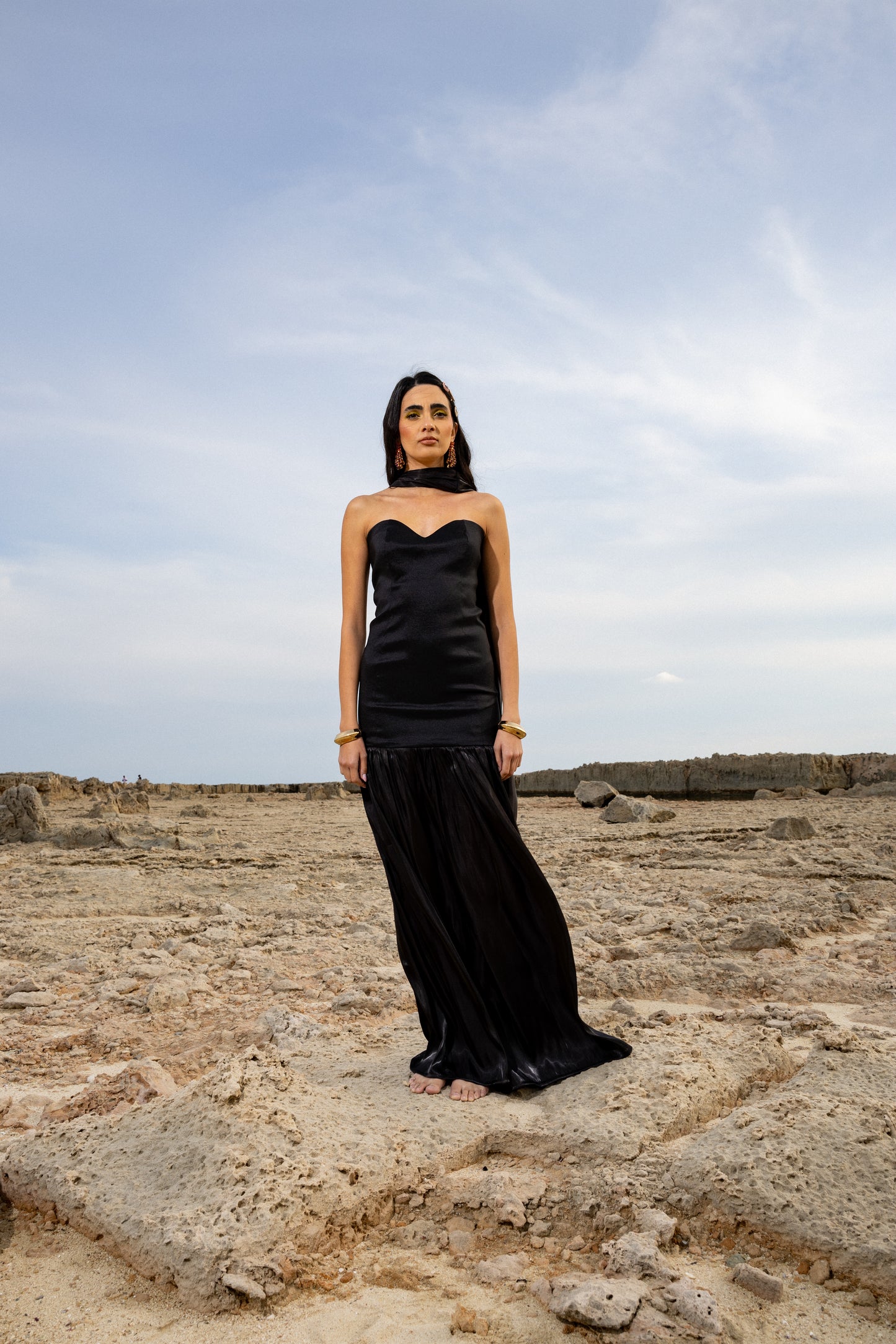 IRA by Irini Charalampous, @irathebrand online shop fashionable ready-to-wear womenswear brand satin dress maxi CECILIA in black color. Shop online from Cyprus and Greece.