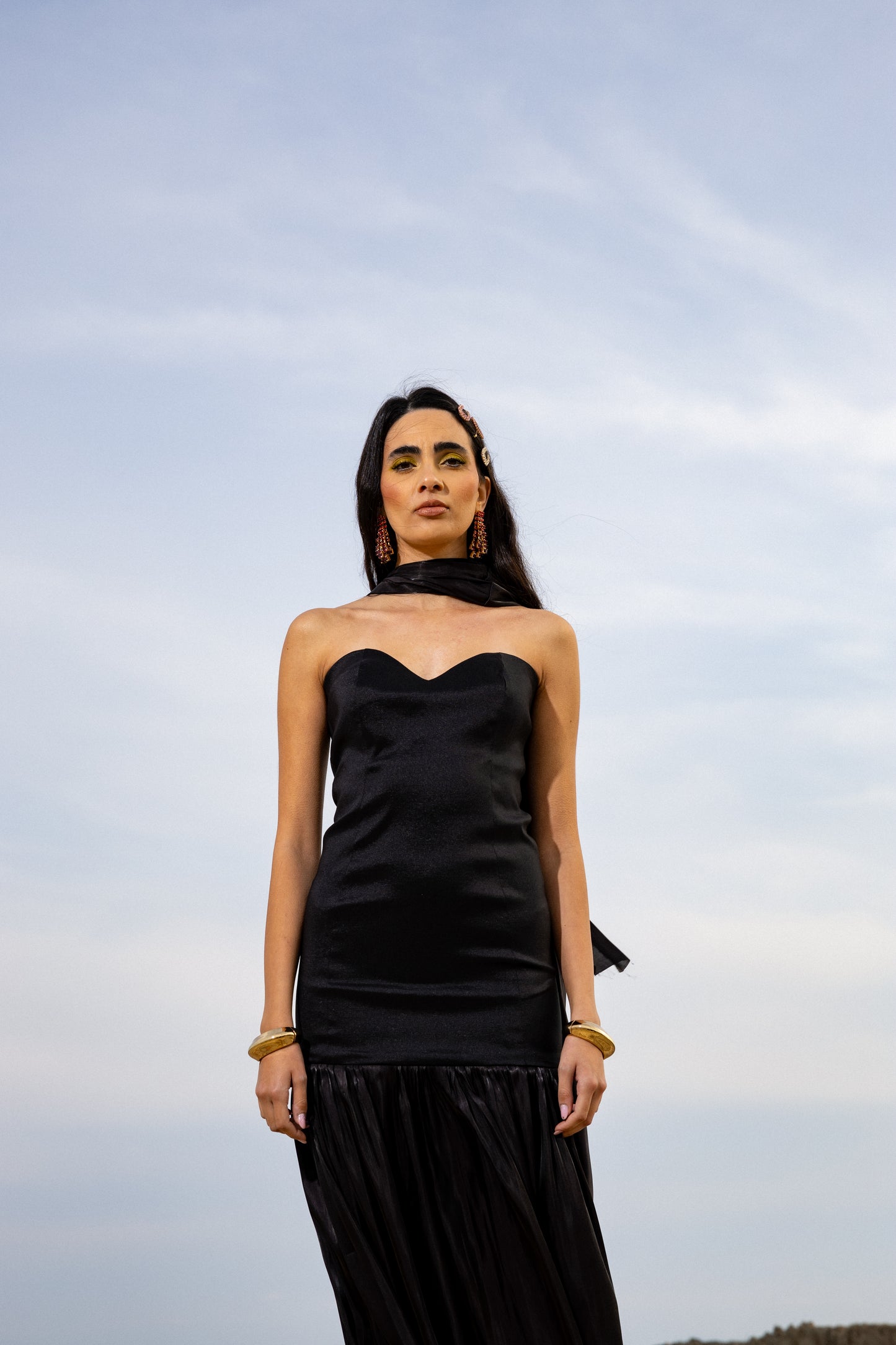 IRA by Irini Charalampous, @irathebrand online shop fashionable ready-to-wear womenswear brand satin dress maxi CECILIA in black color. Shop online from Cyprus and Greece.