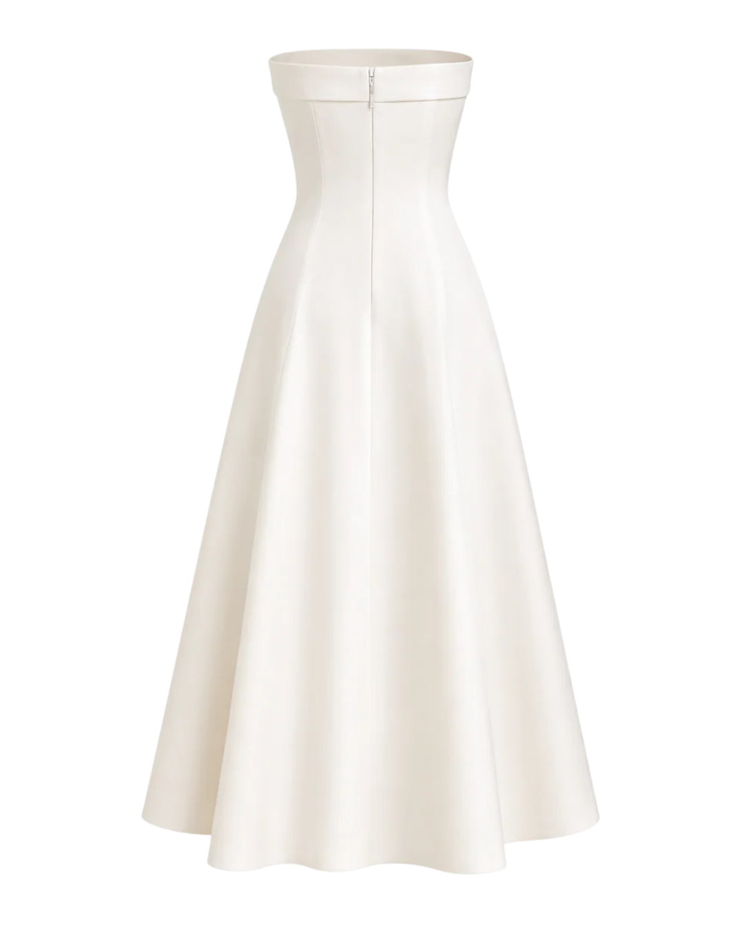 IRA by Irini Charalampous, @irathebrand online shop fashionable ready-to-wear womenswear brand NOOR scuba strapless midi dress with circle skirt in off white color. Shop online from Cyprus and Greece.