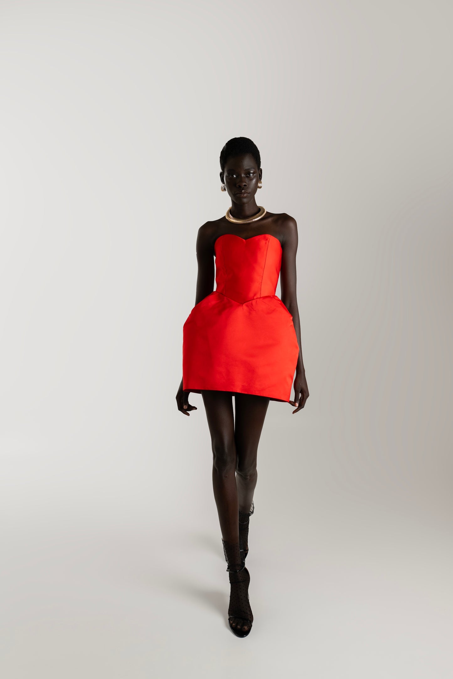 IRA by Irini Charalampous, @irathebrand online shop fashionable ready-to-wear womenswear brand ALMA scuba strapless sweetheart neckline mini dress in red color. Shop online from Cyprus and Greece.