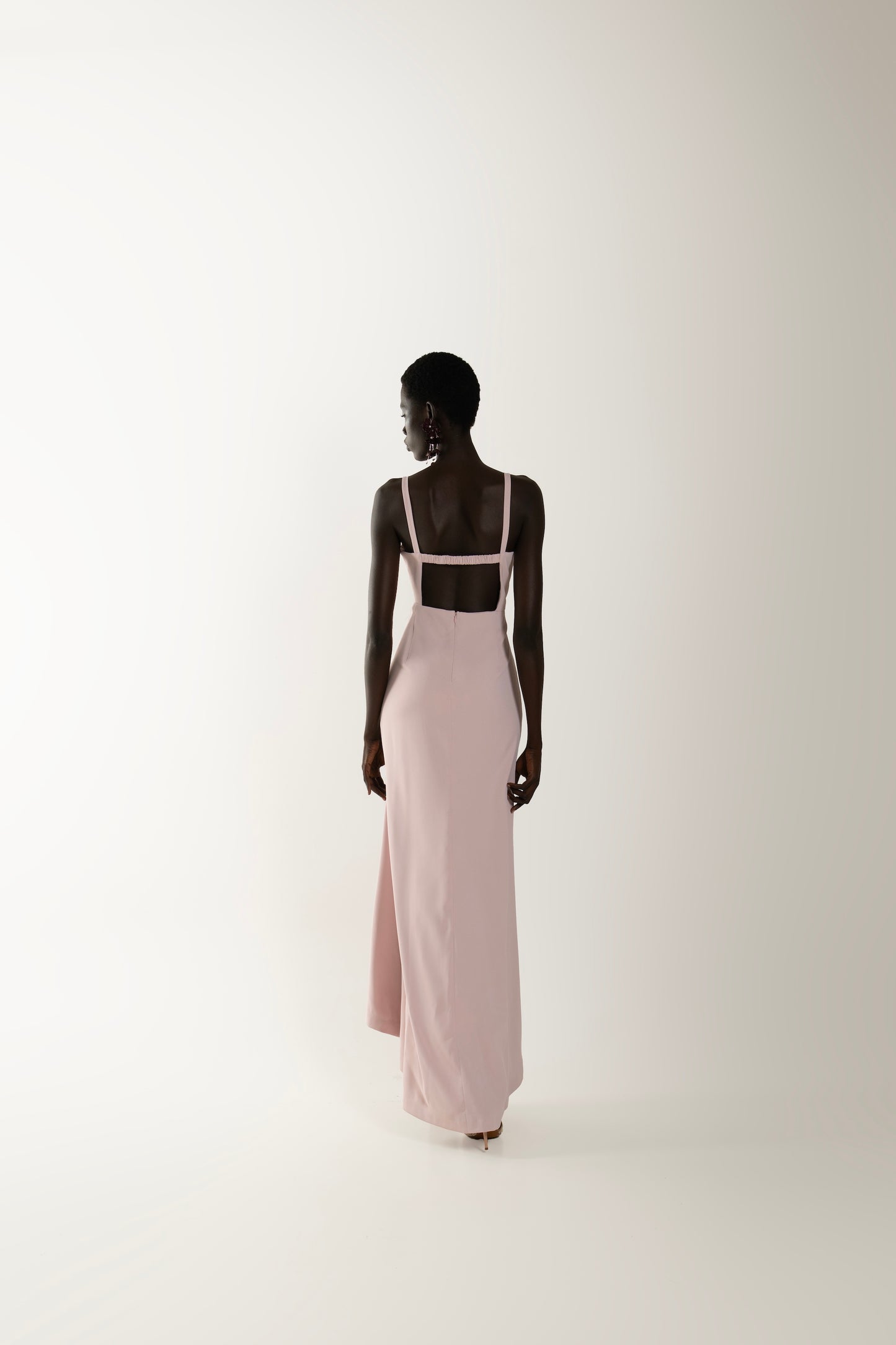 IRA by Irini Charalampous, @irathebrand online shop fashionable ready-to-wear womenswear brand MOIRA maxi dress with open back in powder pink color. Shop online from Cyprus and Greece.