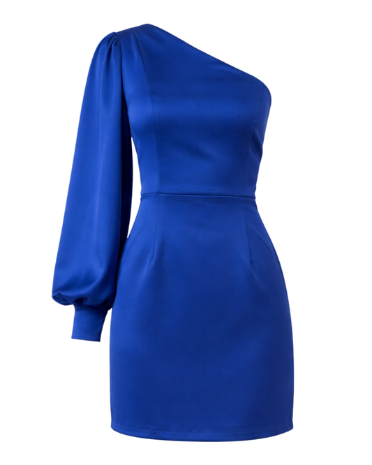 IRA by Irini Charalampous, @irathebrand online shop fashionable ready-to-wear womenswear brand satin dress AMARIS color blue ink high heels Cyprus Greece