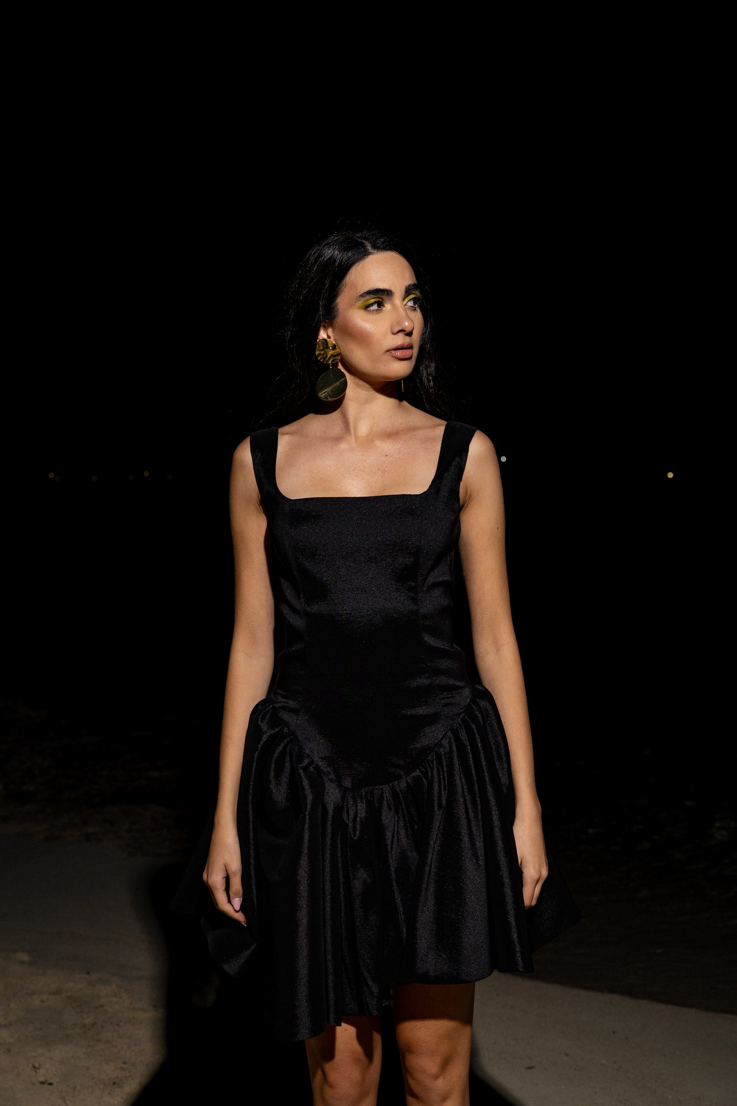 IRA by Irini Charalampous, @irathebrand online shop fashionable ready-to-wear womenswear brand satin dress ANNA in black color. Shop online from Cyprus and Greece.
