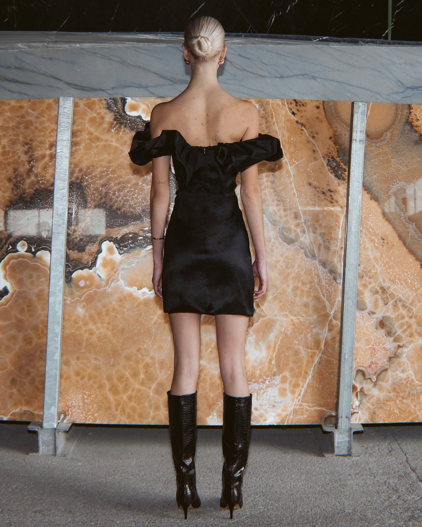 IRA by Irini Charalampous, @irathebrand online shop fashionable ready-to-wear womenswear brand dress CHARLOTTE colour black high heels Cyprus Greece