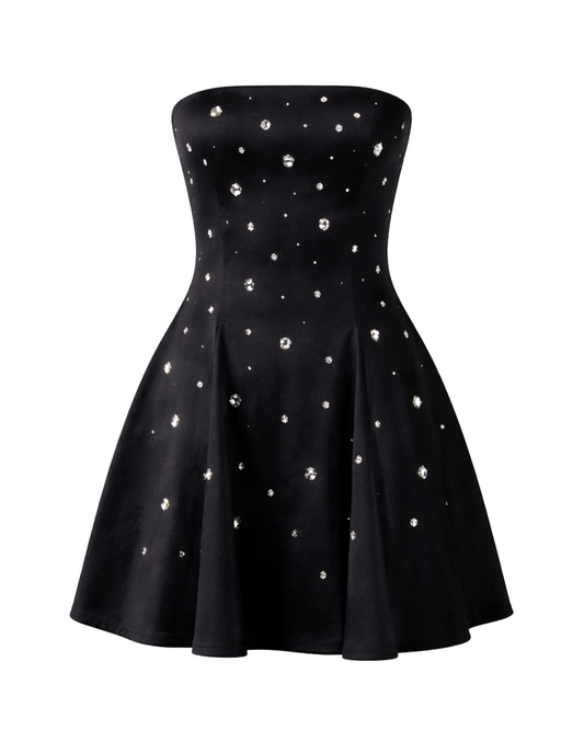 IRA by Irini Charalampous, @irathebrand online shop fashionable ready-to-wear womenswear brand  dress w/ embellishments ELLA colour black high heels Cyprus Greece