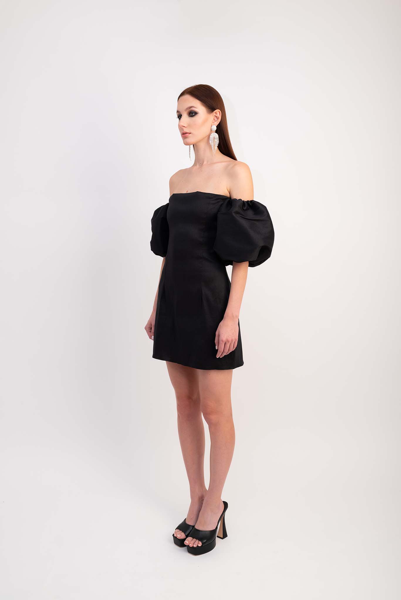 IRA by Irini Charalampous, @irathebrand online shop fashionable ready-to-wear womenswear brand dress HELENA colour black high heels Cyprus Greece