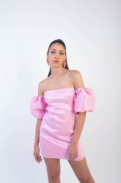 IRA by Irini Charalampous, @irathebrand online shop fashionable ready-to-wear womenswear brand taffeta dress HELENA colour bubble high heels Cyprus Greece