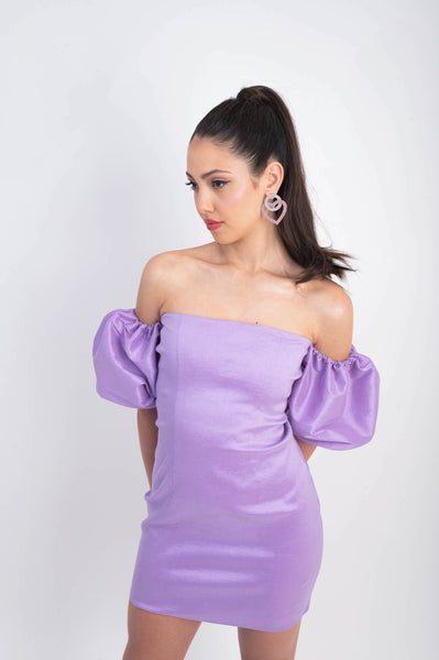IRA by Irini Charalampous, @irathebrand online shop fashionable ready-to-wear womenswear brand taffeta dress HELENA colour lilac high heels Cyprus Greece