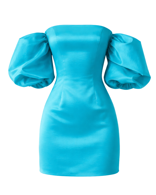 IRA by Irini Charalampous, @irathebrand online shop fashionable ready-to-wear womenswear brand dress HELENA colour turquoise high heels Cyprus Greece