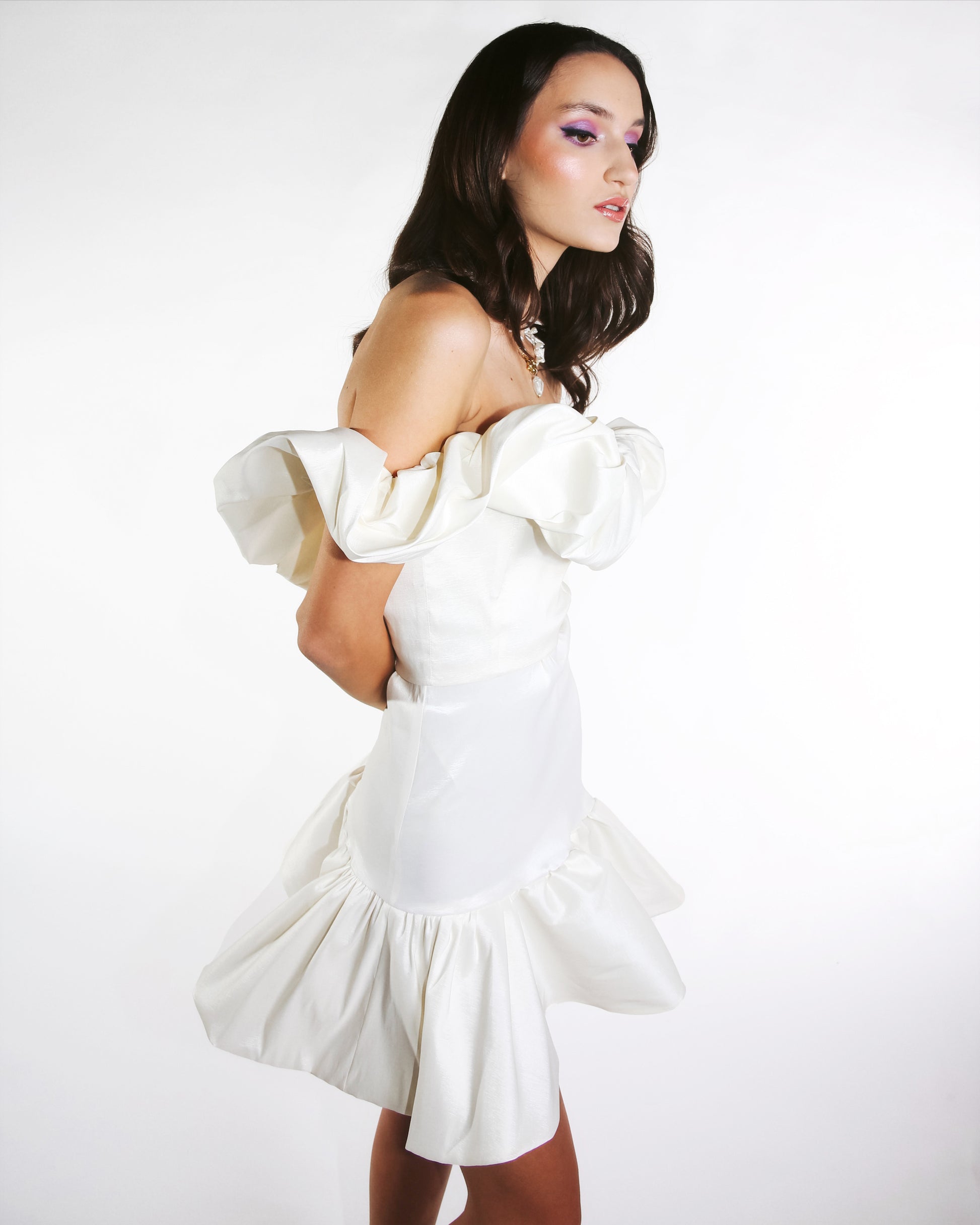 IRA by Irini Charalampous, @irathebrand online shop fashionable ready-to-wear womenswear brand top LILY colour white high heels Cyprus Greece