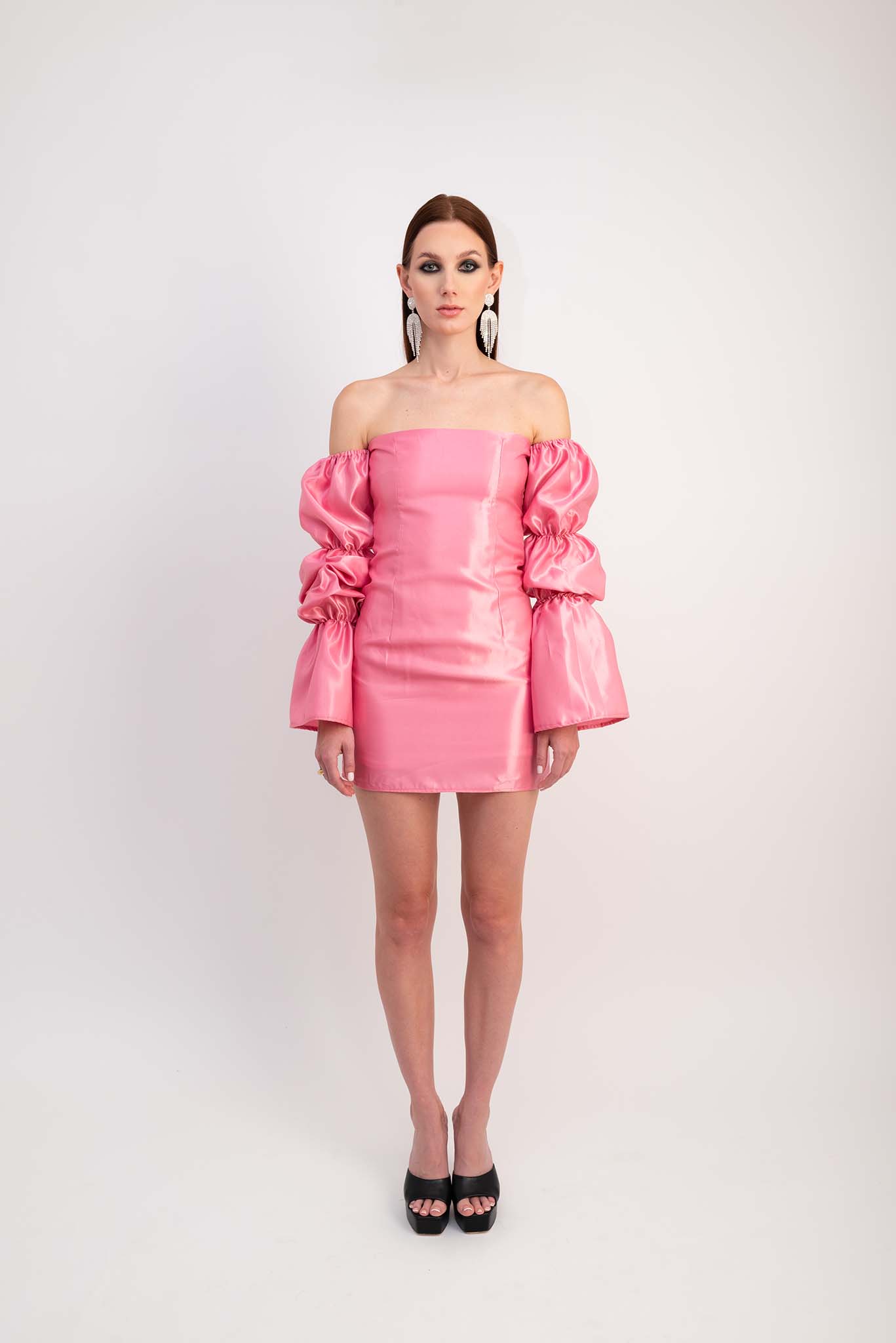 IRA by Irini Charalampous, @irathebrand online shop fashionable ready-to-wear womenswear brand dress OLIVIA colour bubble high heels Cyprus Greece