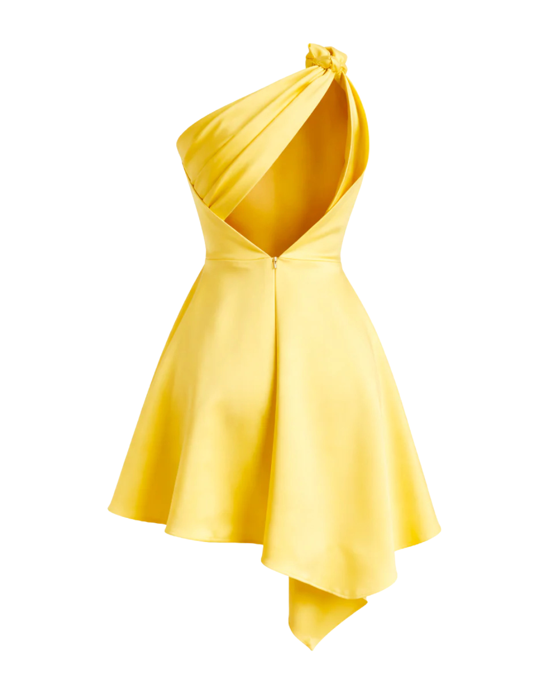 IRA by Irini Charalampous, @irathebrand online shop fashionable ready-to-wear womenswear brand LINA satin asymmetric one shoulder mini dress in yellow color. Shop online from Cyprus and Greece.