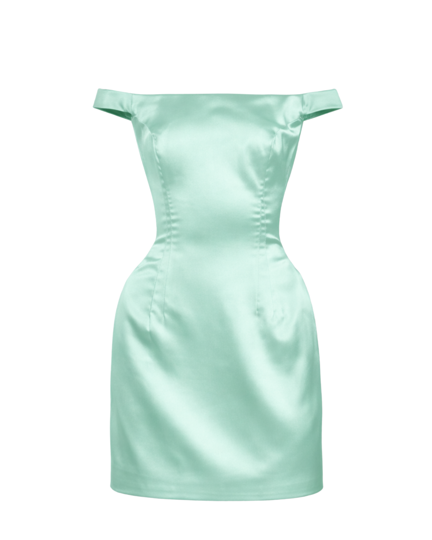 IRA by Irini Charalampous, @irathebrand online shop fashionable ready-to-wear womenswear brand LARA off shoulder with side shoulder pads mini dress in mint color. Shop online from Cyprus and Greece.