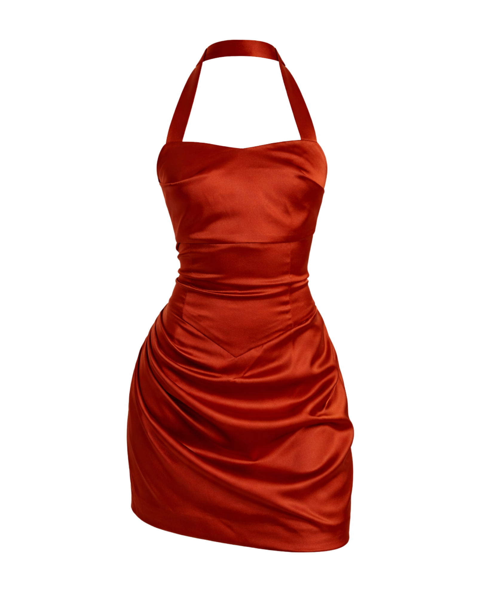 IRA by Irini Charalampous, @irathebrand online shop fashionable ready-to-wear womenswear brand AIME satin elegant
neckline and draped waist mini dress in bronze color. Shop online from Cyprus and Greece.