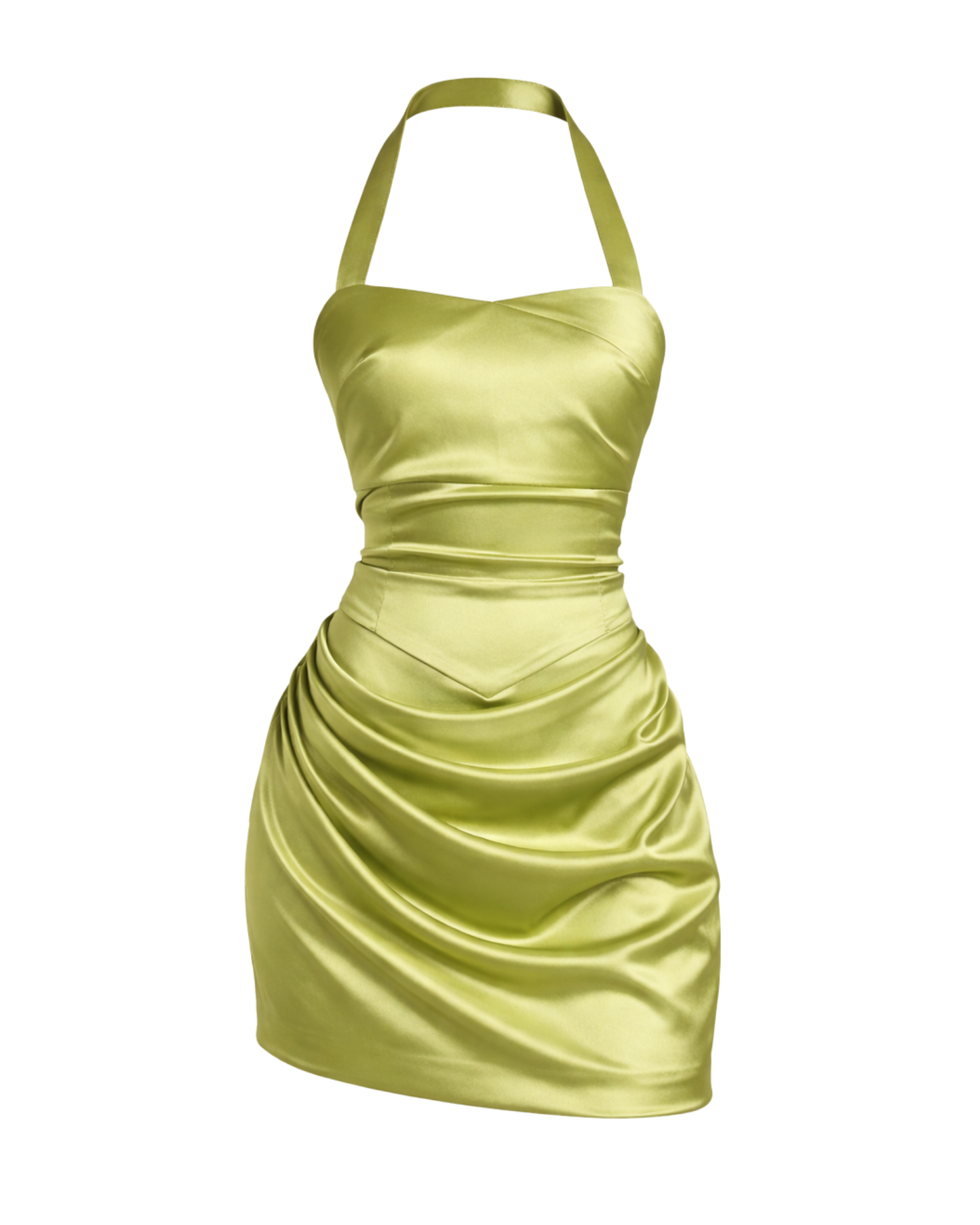 IRA by Irini Charalampous, @irathebrand online shop fashionable ready-to-wear womenswear brand AIME satin elegant
neckline and draped waist mini dress in olive color. Shop online from Cyprus and Greece.