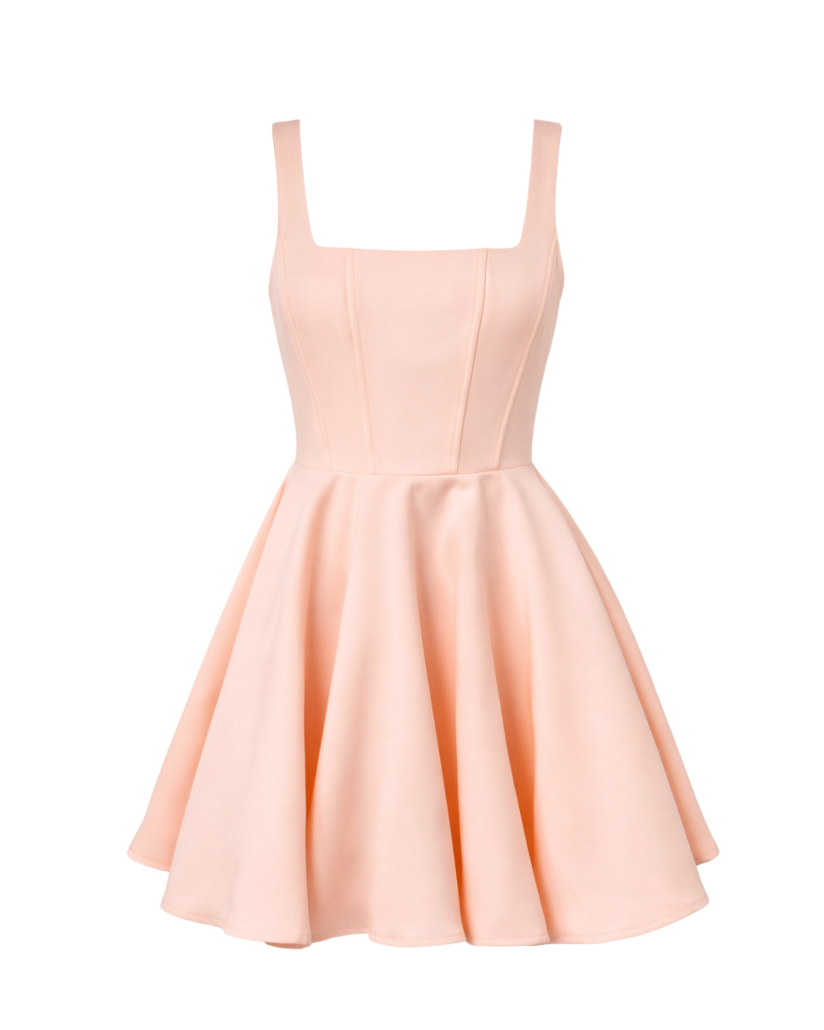 IRA by Irini Charalampous, @irathebrand online shop fashionable ready-to-wear womenswear brand RINA scuba mini dress sculpted bust with short circle skirt in nude pink color. Shop online from Cyprus and Greece.