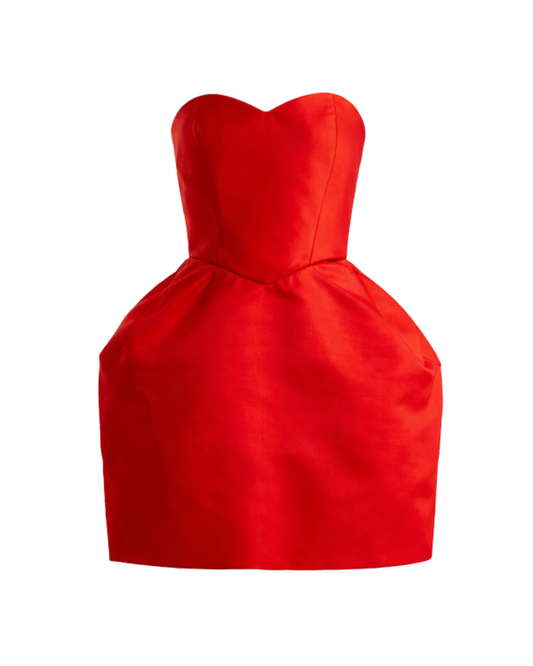 IRA by Irini Charalampous, @irathebrand online shop fashionable ready-to-wear womenswear brand ALMA scuba strapless sweetheart neckline mini dress in red color. Shop online from Cyprus and Greece. 