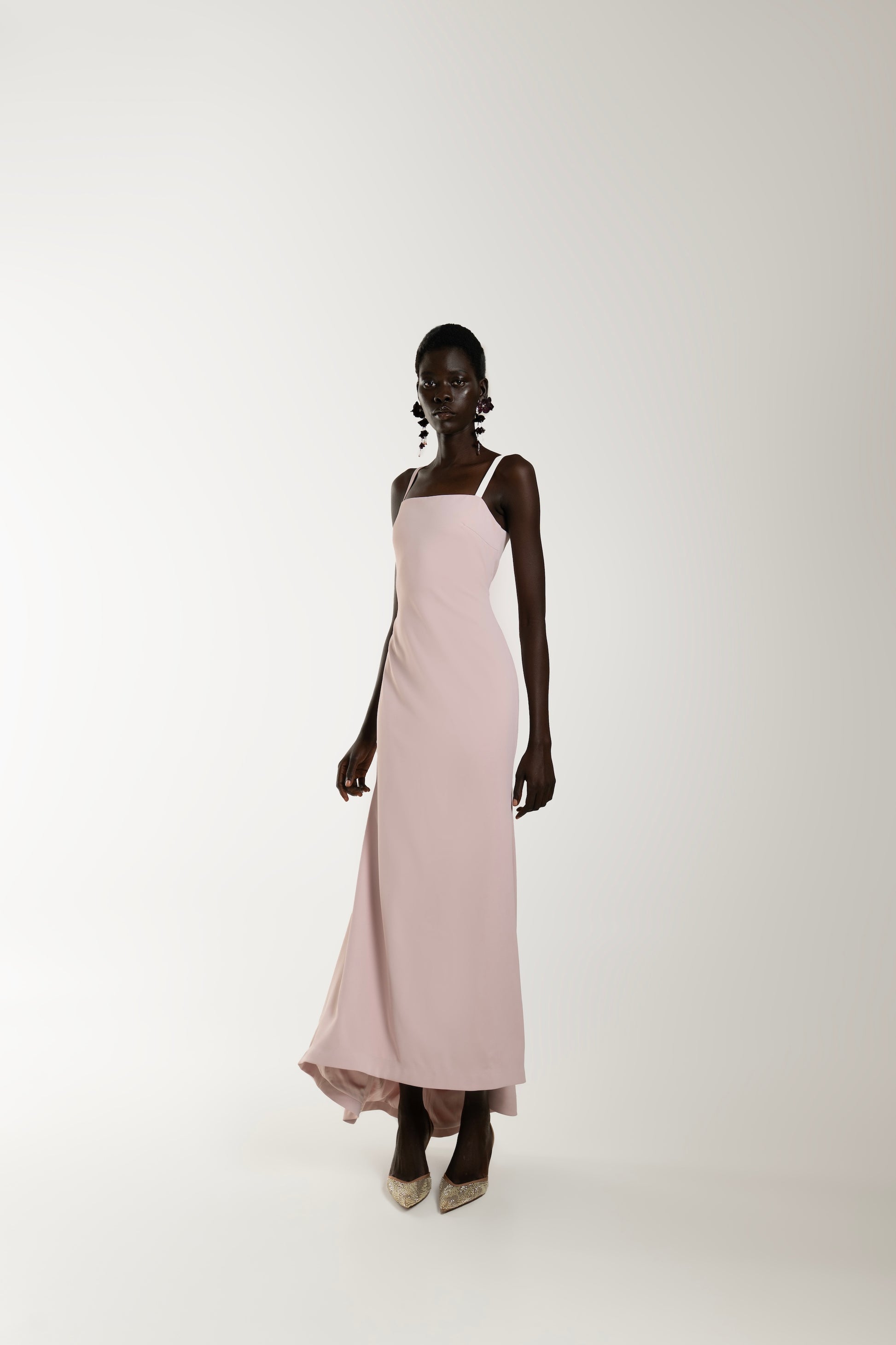 IRA by Irini Charalampous, @irathebrand online shop fashionable ready-to-wear womenswear brand MOIRA maxi dress with open back in powder pink color. Shop online from Cyprus and Greece.