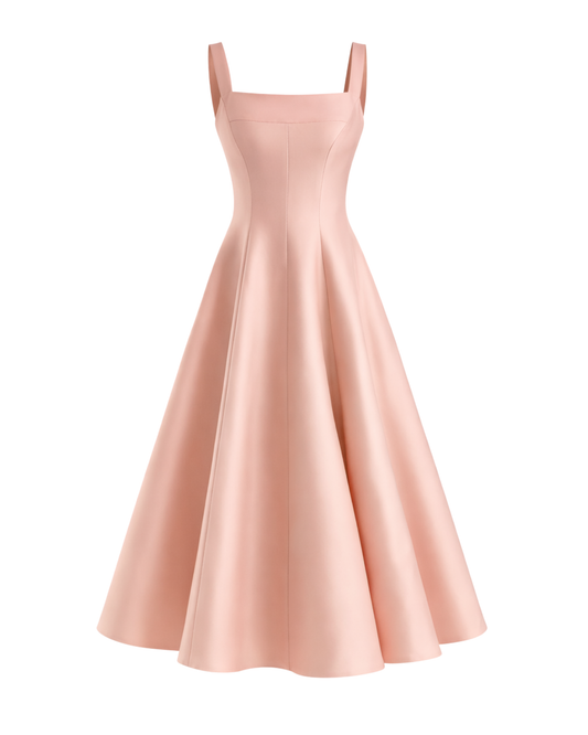 IRA by Irini Charalampous, @irathebrand online shop fashionable ready-to-wear womenswear brand NINA scuba midi dress sculpted bust with circle skirt in pink color. Shop online from Cyprus and Greece.