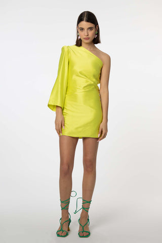 IRA by Irini Charalampous, @irathebrand online shop fashionable ready-to-wear womenswear brand satin dress JULIE colour citrus high heels Cyprus Greece